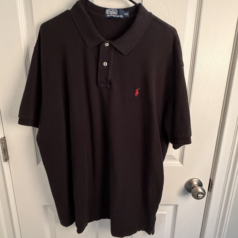Polo Ralph Lauren Shirt Men’s XXL Black Solid Pony Cotton Preppy Vintage Y2k 90s